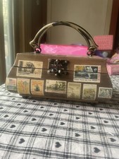 1978 Dorathe Wooden Box Stamp Handbag, Gently Used