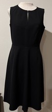 Calvin Klein Black Dress 8 A-line Business Cocktail Work Sleeveless LBD EUC