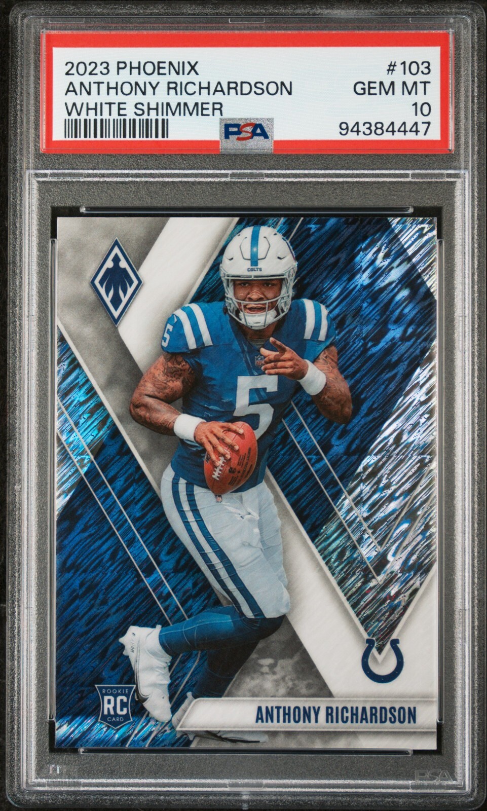 Anthony Richardson 2023 Panini Phoenix Football #103 White Shimmer SSP RC PSA 10