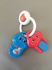 Sonaglio neonato Fisher Price Mattel con chiavi vintage, blu e rosso