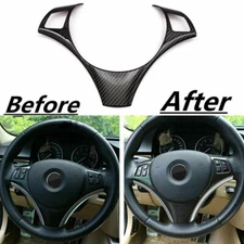 Carbon Fiber Steering Wheel Trim Cover Accessories For BMW E90 E92 E93 2005-2012