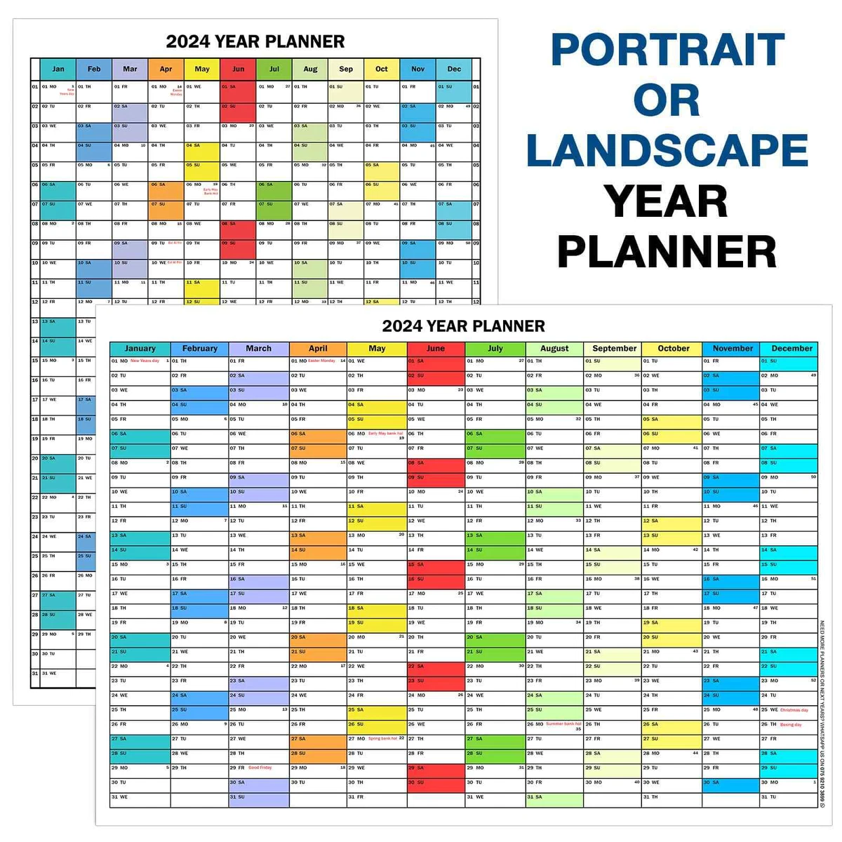 2024 Year Planner Wall Calendar For Home/Office Unmounted Calendar Print |  eBay