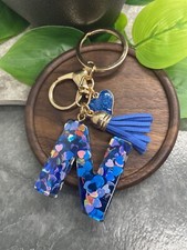 3.5" Handmade Resin Pendant Initial Keychain N Tassel New Free Ship A3229