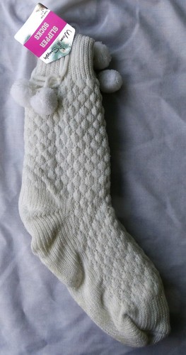 Womens Slipper Socks Warm Snuggly with Pom Pom Anti Slip Grip Bottom by SKY SOLE - Picture 5 of 6