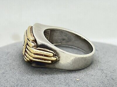 Franklin Mint 1987 Sterling Silver Shank 14k Top Art Deco CZ Franklin Mint 1987 Sterling Silver Shank 14k Top Art Deco CZ