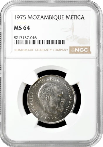 Mozambique 1 metica 1975, NGC MS64, "Republic of Mozambique (1975 - 1979)"