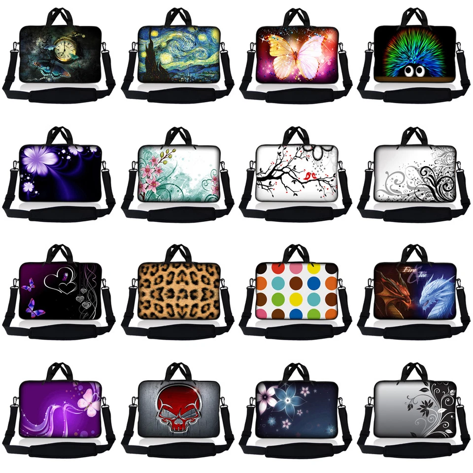 Laptop Neoprene Bag Case Sleeve With Shoulder Strap Fits 10 inch to 17.4 inch - Image 3 of 4