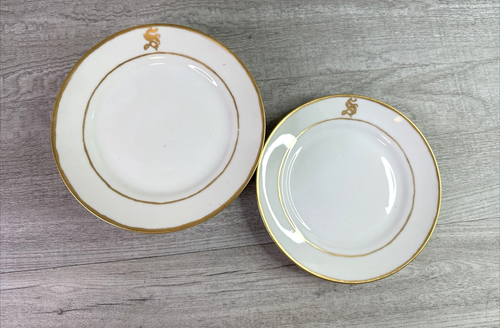 Set 7 piatti vintage Noritake Nippon The Yukon bordo oro 6,5" personalizzati "S" - Foto 2 di 7