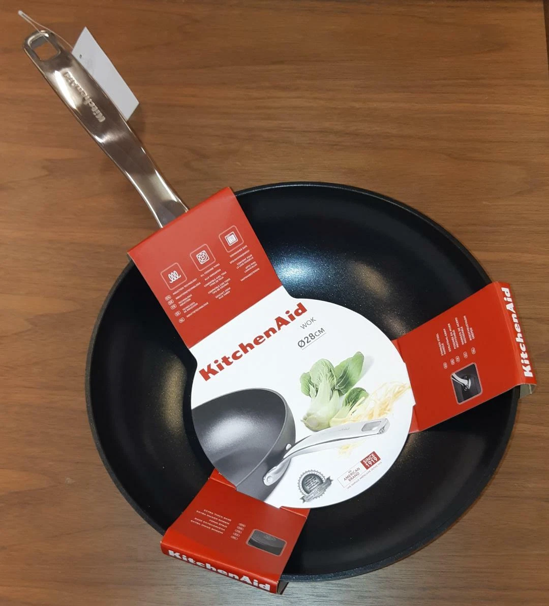 100 Genuine KitchenAid Classic 28cm Non stick Stir Fry Pan Wok RRP 145 New