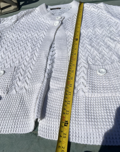Ladies Cardy/Jacket White Knit Size M/L UK Made - Picture 9 of 10