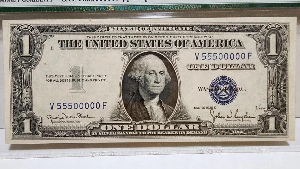 $1 1935D SILVER CERTIFICATE PMG66EPQ S/N 55500000 - Image 3 of 4