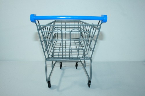Pequeño Mini Walmart Azul Gris Metal Carro de Compras Buggy Muñeca Tamaño Juguete 10 x 6 x 10 - Imagen 3 de 7