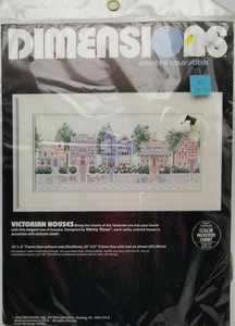 Counted-Cross-Stitch-Victorian-Houses-Dimensions-3650-Vintage-1988