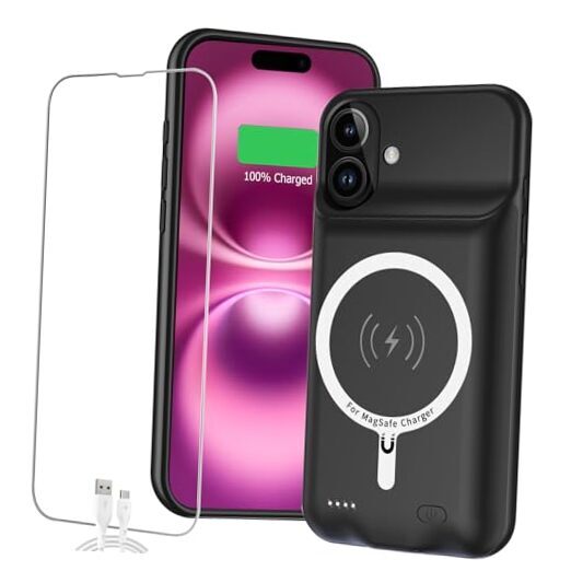 Battery Case for iPhone 16, Full Encircle 10000mAh High Capacity Rechargeable