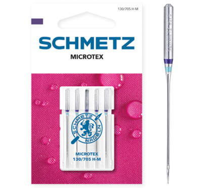 5 Schmetz Microtex-Nadeln 130/705 H-M Stärke 90/14 für Kunstleder, Seide, Folien