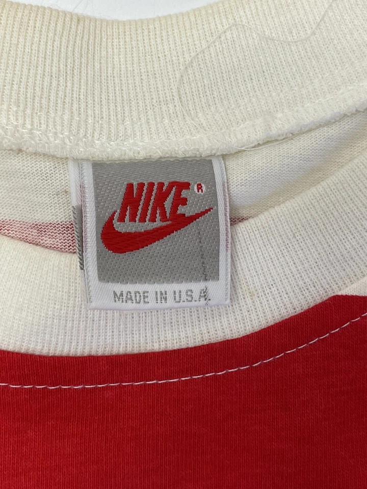 Camiseta NOS De Colección Años 90 Nike Hecha en EE. UU. Roja Blanca Rayas Anchas Colorado STREETWEAR Foto 3 de 4