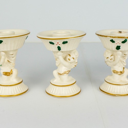 Vintage Ceramic Cherub Candle Holders Figurines Noel Japan Commodore Set of 4 - Picture 11 of 23
