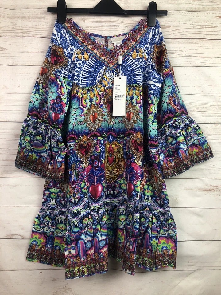 Camilla Girls Sz 8 LUCKY CHARMS A-Line Gathered Dress Crystals NWT $279 - Image 2 of 4