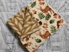 NEW Medium 28" x 45" Winter Animal Print w/Gold Dog Fleece Blanket
