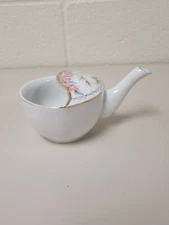 Antique Porcelain Invalid / Baby Feeder Unmarked Floral Motif With Gold Trim