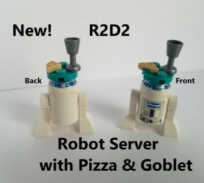 Lego Robot Server Star Wars R2-D2 Pizza Silver Goblet Glass Cup Minifigure Bot