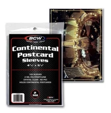 1000 BCW Continental Postcard Sleeves 2 Mill Soft Poly. 4 3/8 X 6 1/4 #CS186