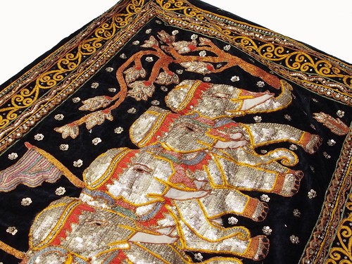 145x73 cm orient Asien Bild Kalagas Wandbehang wandteppich Burma Elefant Nr-C - Picture 4 of 9