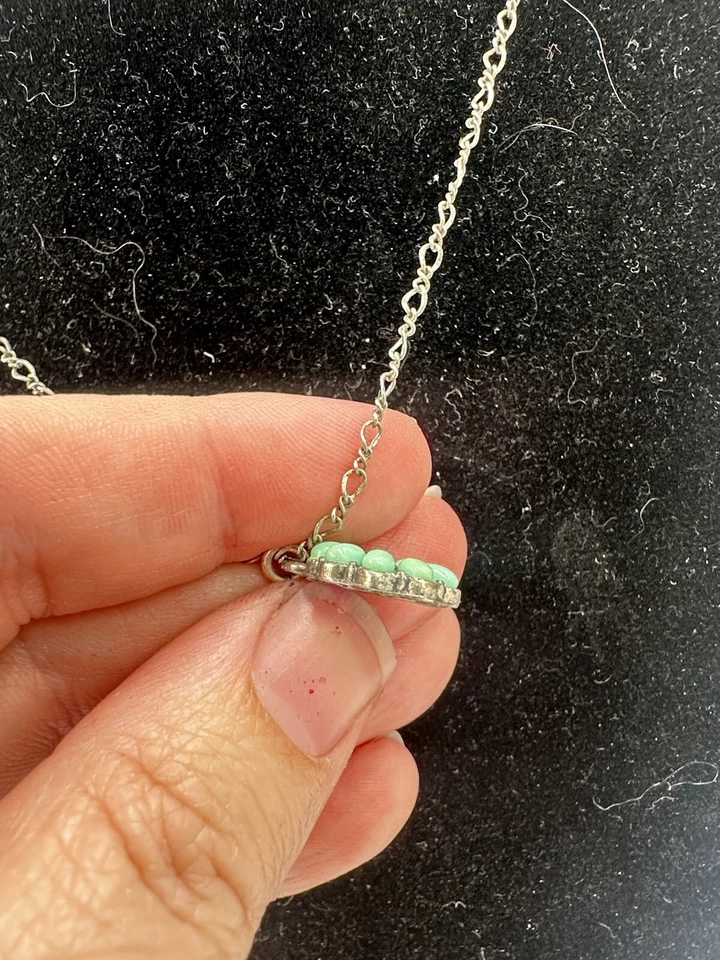 Lucky Brand Silver Tone Turquoise Flower Hummingbird 18" Reversible Necklace - Image 4 of 4