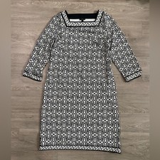 Talbots Effortless Jersey Shift Dress Elegant Black and White Patterned Dress