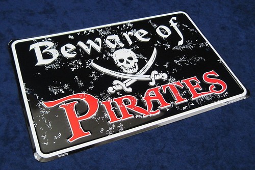 BEWARE PIRATES *US MADE* Embossed Warning Sign - Man Cave Garage Bar Wall Decor - Picture 6 of 9