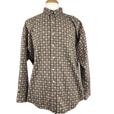 Chaps Ralph Lauren Check Geometric Dress Shirt Size XL Long Sleeve Button Front