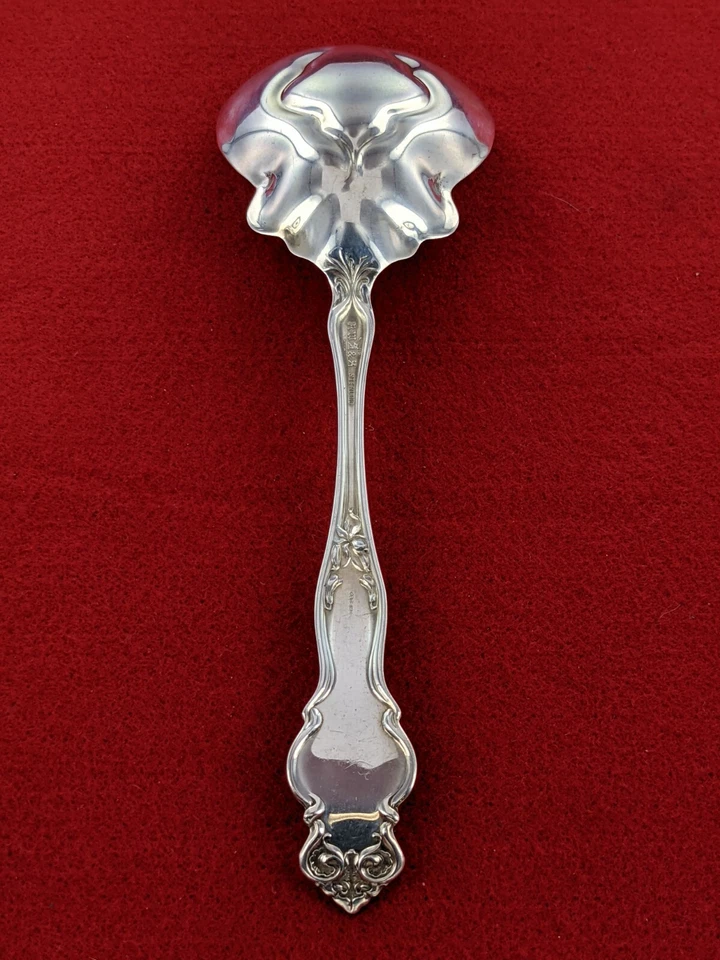 Cuchara de bayas Wallace Silversmiths 1902 plata esterlina irlandesa 8 1/2" Foto 2 de 4