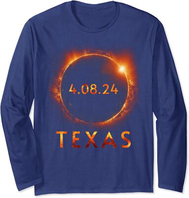 Texas Total Solar Eclipse April 8 2024 Texas Solar Long Sleeve Tshirt