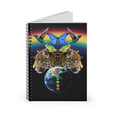 Spiral Notebook - Ruled Line - Shamanic Rainforest Animals Mother Nature Art