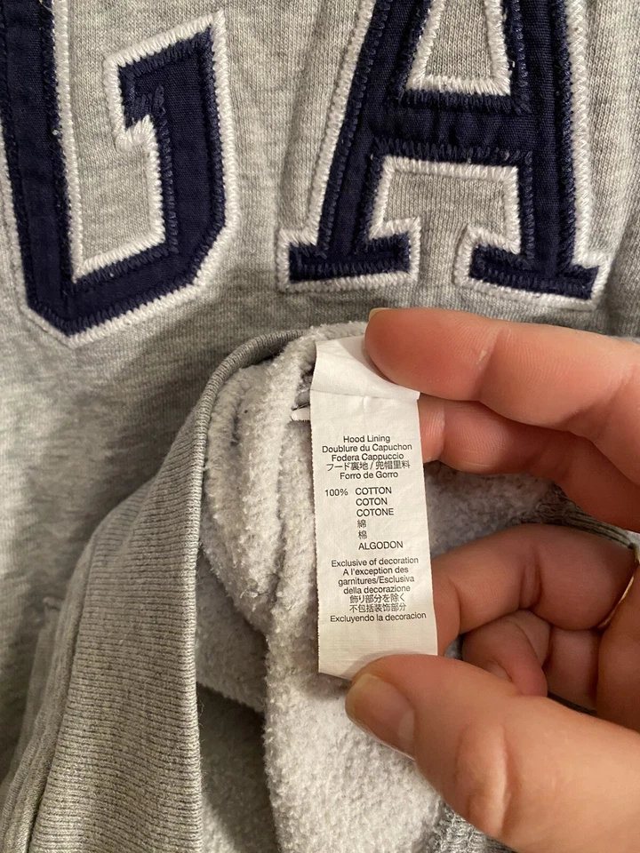 Gap Kids Classic Logo Cotton Hoodie Sweatshirt Large Gray Blue Front Pocket - Image 4 of 4
