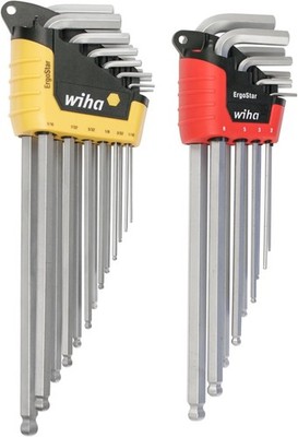Wiha 66982 ErgoStar Ball End Hex L-Key Set, 22 Piece, Inch & Metric, Chrome Fi
