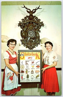 Frankenmuth Bavarian Inn Michigan Cuckoo Clock Schnitzelbank Postcard