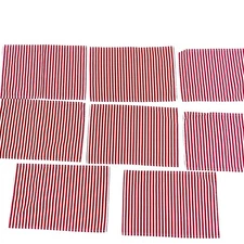 Vintage Marsha Blanke Set Of 8 Placemats Red White Stripe Farmhouse Cottagecore