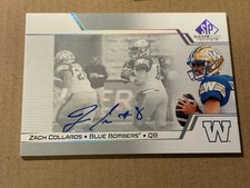 Zach Collaros 2025 Upper Deck CFL Game Used Autograph Winnipeg Blue Bombers