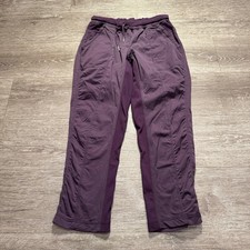 Lululemon Dance Studio Crop Women 8 Purple Striped Swift Joggers Yoga 25x24