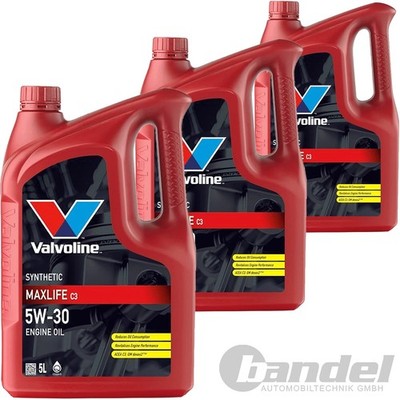 3x5L VALVOLINE MAXLIFE C3 5W30 MOTORÖL passend für BMW LL04 MB 229.51/.31 VW 502