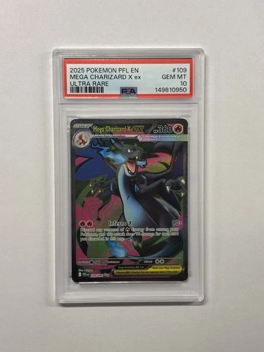 2025 POKEMON PFL EN-PHANTASMAL FLAMES ULTRA RARE #109 MEGA CHARIZARD X EX PSA 10