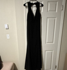 Lulus Black Sleeveless Long Gown Dress Women's Size L V-Neck Solid