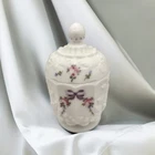 VTG Westmoreland Milk Glass Candy Jar-Paneled Grape Pattern/Hand Painted Roses