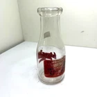 Vintage Indiana Dairy Glass Milk Bottle Red Pyro Graphics Indiana PA Half Pint
