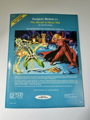 L1 THE SECRET OF BONE HILL DUNGEONS & DRAGONS AD&D TSR 9045 REPRINT