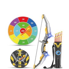 Kids Bow and Arrow Set LED Light Up Archery Set with 10 Suction Cup Arrows, 2...
