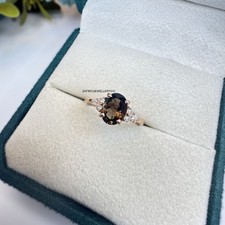 Quartz Ring, Statement Ring, Smoky Quartz, Three Stone Ring