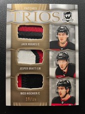 24-25 The Cup Hockey TRIOS Gold Patch Nico Hischier Jesper Bratt Jack Hughes /10