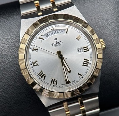 Tudor Royal 41mm COMPLETE Steel Silver Dial Sapphire Yellow Gold Bezel Two Tone